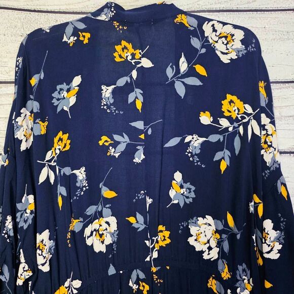 Maurices Navy Floral Kimono Cardigan 0/1 - Picture 7 of 10